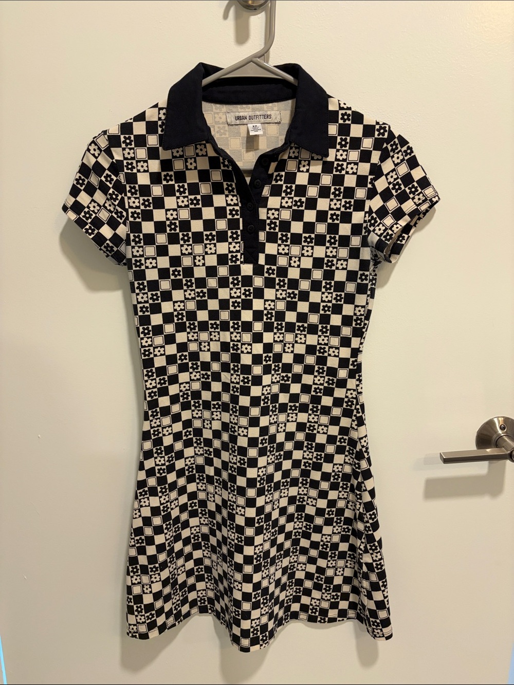 Urban Outfitters Black & Cream Checker Polo Shift Dress